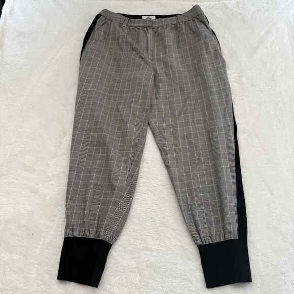 3.1 Phillip Lim Houndstooth Plaid Jogger Pants 10 Gray Black Stretch Wool Blend - Picture 2 of 16